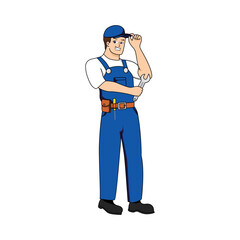 mechanic cartoon design illustration. repairman icon, sign and symbol.