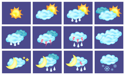 Fototapeta premium weather icons set . weather forecast vector illustration