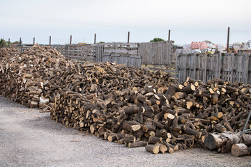 Pile of firewood and wood