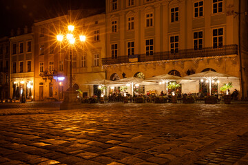 Fototapeta na wymiar Lviv city cente at night