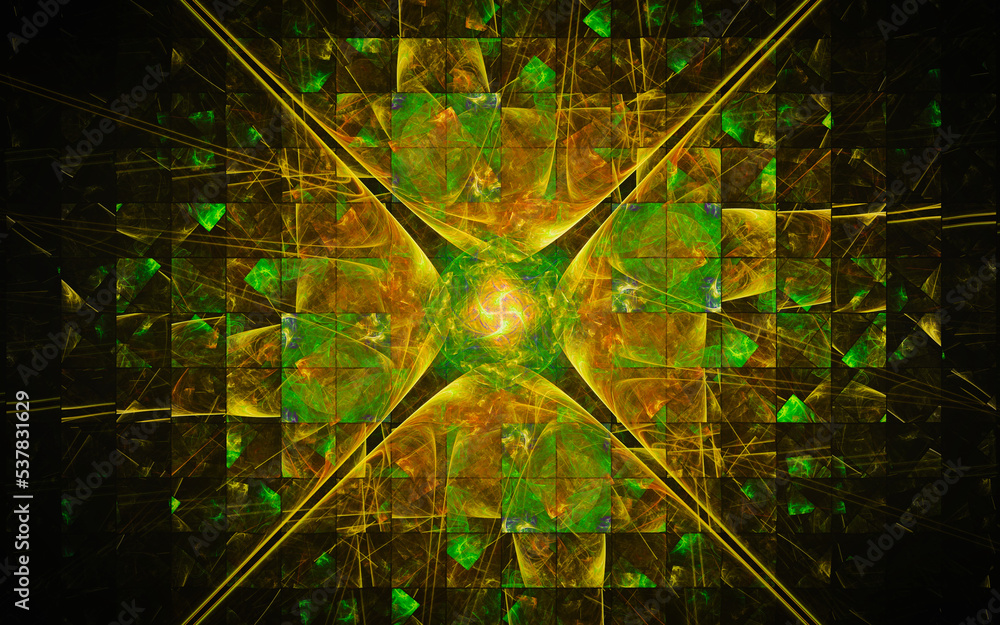 Aufkleber digital illustration abstract image generated fractal background image wallpaper pattern of various geometric shapes and lines of various colors for computer graphics or web design