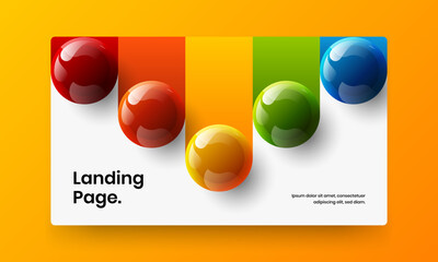 Unique front page vector design illustration. Geometric 3D spheres website layout.