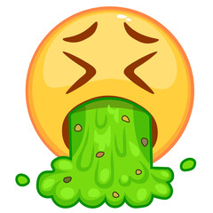 Emoji puke emoticon. Poisoning, nausea, disgusting emoji PNG transparent background