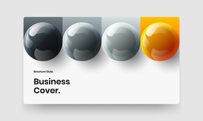 Isolated annual report design vector concept. Abstract 3D balls placard layout.