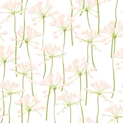 Gardinen Küche Muster  seamless pattern with neapolitan garlic, field flowers, vector drawing wild plants at white background, flowering meadow , hand drawn botanical illustration  © cat_arch_angel