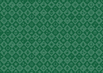 クリスマス模様の背景イラスト（緑色）