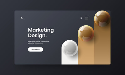 Fresh 3D balls handbill template. Vivid corporate identity design vector concept.