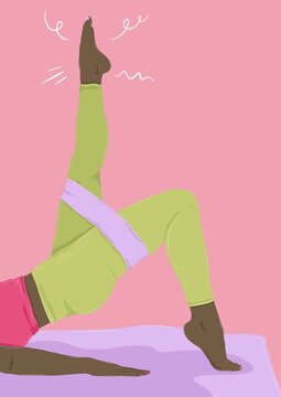 Woman doing yoga stretches wearing a resistance band