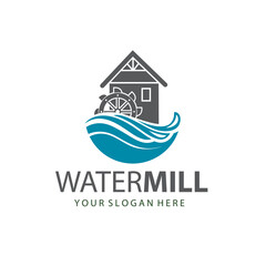 illustration of water mill wheel isolated on white background © Alexkava