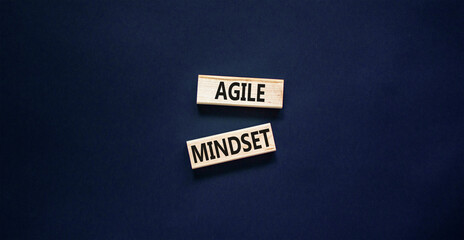 Agile mindset symbol. Concept words Agile mindset on wooden blocks. Beautiful black table black background. Business flexible and agile mindset concept. Copy space.