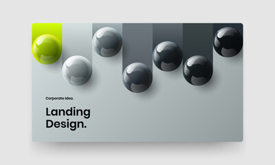 Premium annual report design vector layout. Original 3D spheres company cover concept.
