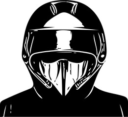black and white mask with helmet