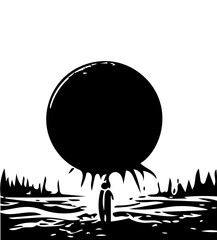 Naklejka premium person with globe