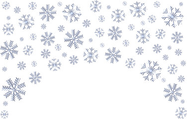 Snowflake arch Winter background for design Different size snowflakes on white background Holiday illustration Design element