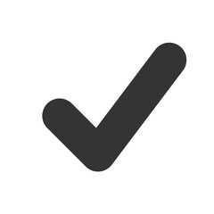 Black check mark icon. Tick symbol