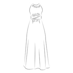Women dress vector line art 