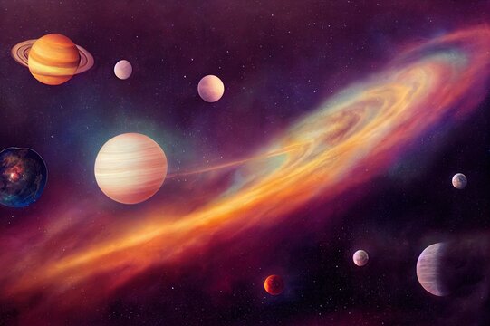 Planets over the nebulae in space © 2ragon