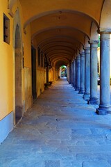 glimpse of the medieval village of Poppi in the city of Arezzo in Tuscany, Italy	