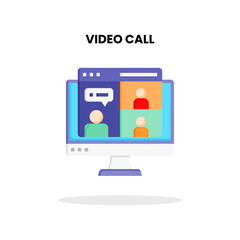 Video Call flat icon. Vector Illustration on white background.