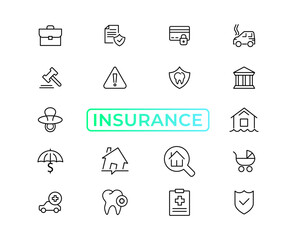 Insurance elements - minimal thin line web icon set. Outline icons collection. Simple vector illustration,insurance icon