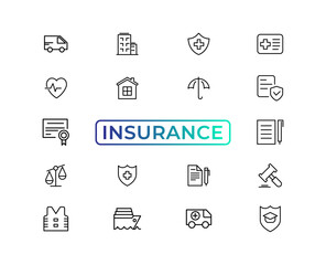 Insurance elements - minimal thin line web icon set. Outline icons collection. Simple vector illustration,insurance icon