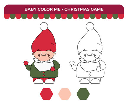 Coloring book for children, Christmas children game, Santa Claus