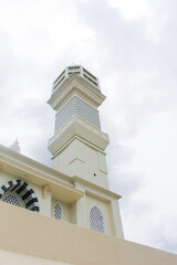 Modern Islamic Mosque Minaret Architecture with black and white color