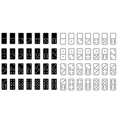 Set of Dominoes icon on white background. domino tiles black sign. Abstract concept 28 pieces for game graphic symbol. flat style.