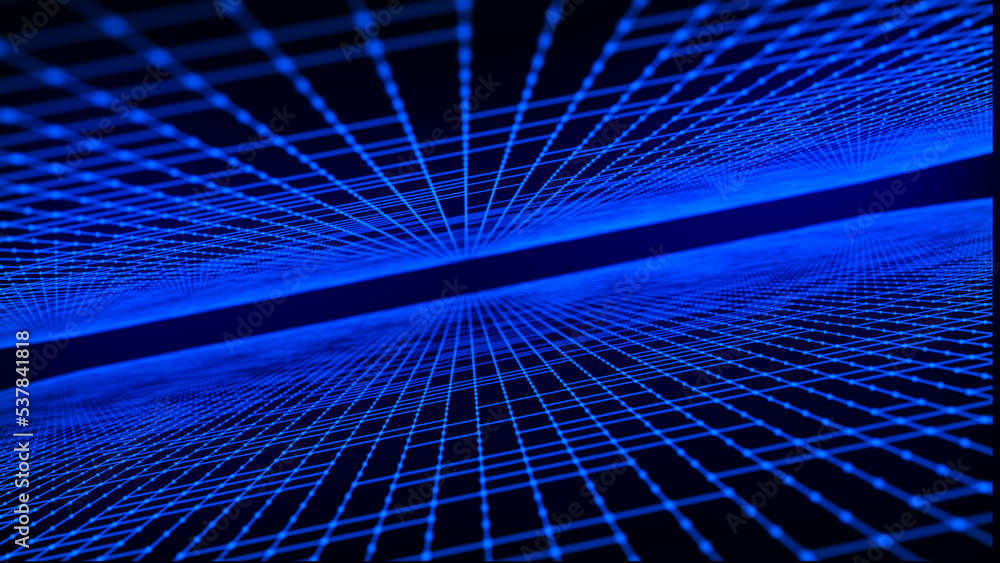 Poster digital technology background. big data visualization. dynamic field of glowing particles. abstract 