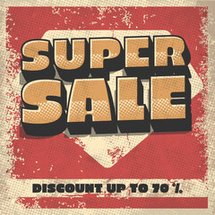 super sale promotion banner for social media. vintage style  vector illustration