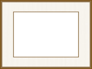 Elegant brown picture frame, passe-partout with zigzag pattern. Classical border, guilloche design. Line art. Vector abstract template A4 for album page, certificate. White background, copy space. Ai