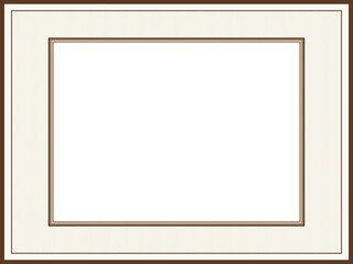 Fototapeta premium Dark brown picture frame, passe-partout with zigzag pattern. Vintage border, guilloche design. Line art. Vector abstract template A4 for certificate, album page. White background, copy space. Ai