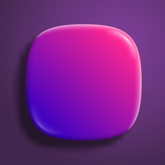 App icon superellipse, glossy vector background. 3D squircle button with purple neon holographic gradient and realistic soft shadow Rounded rectangle shape for web and mobile applications