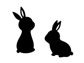 かわいいうさぎのシルエットイラスト