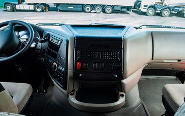New truck interior with steering wheel