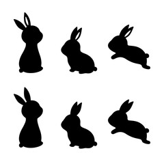 かわいいうさぎのシルエットのイラスト素材セット