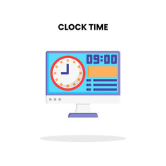 Clock Time flat icon. Vector Illustration on white background.