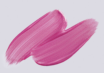 pink shimmer swatch of lipgloss, bright color cosmetic product stroke, acryl gouache oil paint...