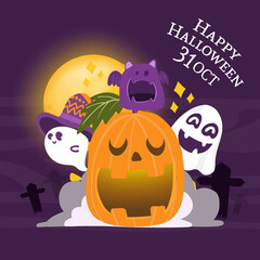 Happy Halloween banner. Trick or treat, 31 october	
