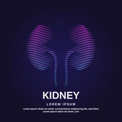 Human kidney medical structure. simple line art kidney Vector logotype illustration on dark background. Urology logo vector template suitable for organization, company, or community. EPS 10
