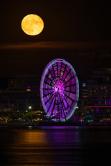 Full Moon Over the National Harbor Ferris Wheel