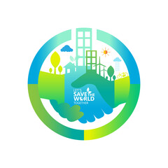 Ecology.Green cities help the world with eco-friendly concept ideas.vector illustration