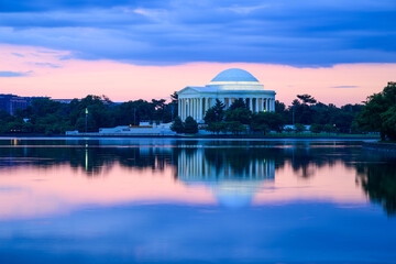 Reflections of a Summer Dawn Over the Jefferson Memorial