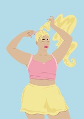 Woman tying her hair up