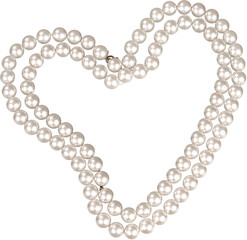 Pearl necklace in heart shape -  Isolated