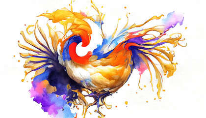 Obraz premium watercolor, abstract, bird, chicken, poultry