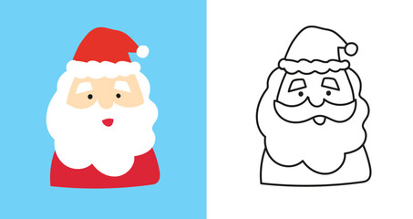 Santa Claus Christmas. Avatar, icons simple doodle flat illustration vector.