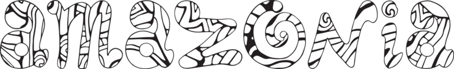 Amazonia word vector black and white