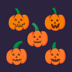 set of jack o lantern silhouette isolated vector illustration. Element for halloween needs