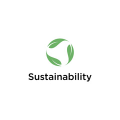sustainability logo design with leaf cycle vector